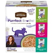 Rachael Ray Nutrish Purrfect Broths Variety Pack, Lickable Cat Treats, Box of 12-1.4 Ounce Pouches