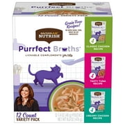 Rachael Ray Nutrish Purrfect Broths Variety Pack, Lickable Complements for Cats, 1.4 oz. Pouch (Pack of 12)