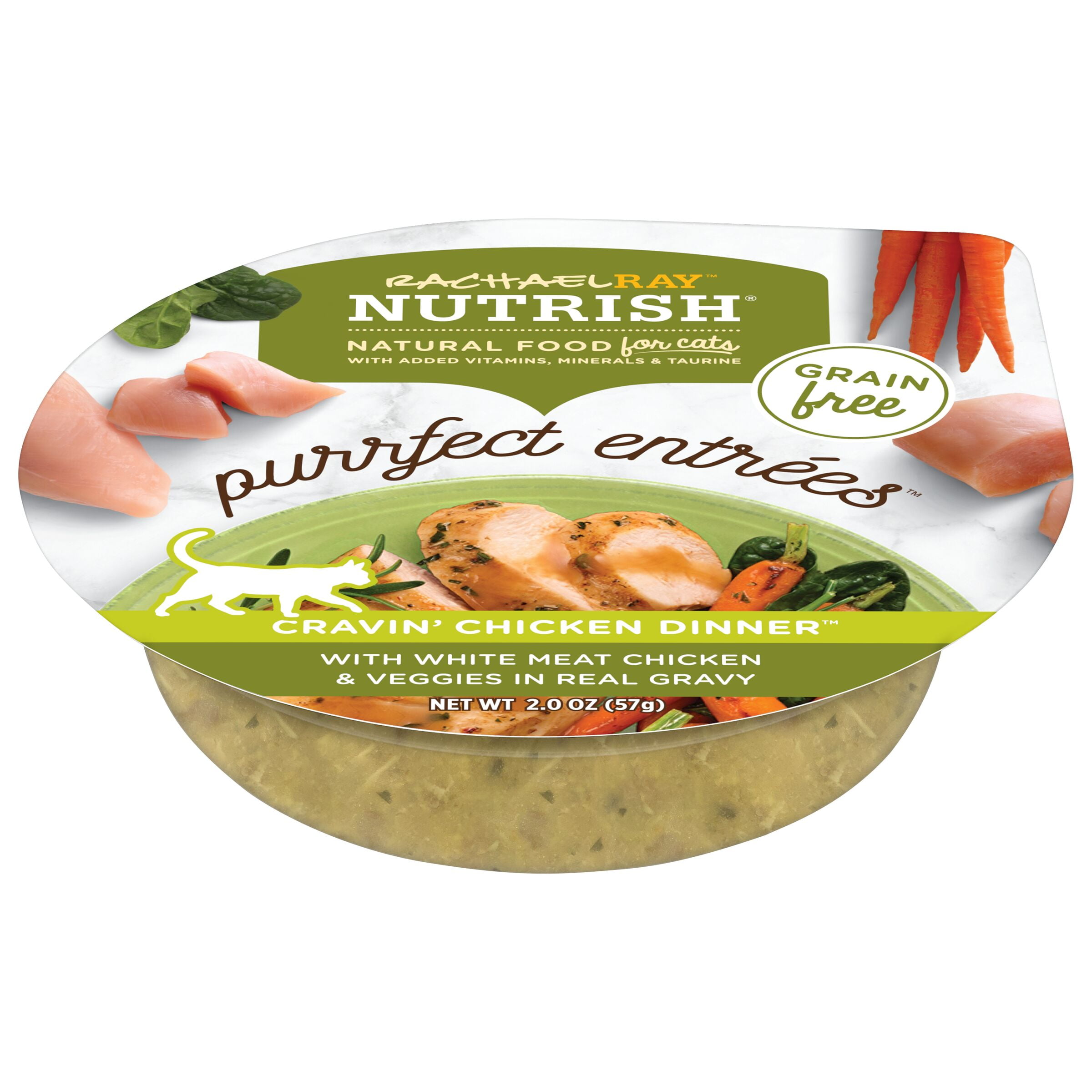 Rachael Ray Nutrish Purrfect Entrees Grain Free Natural Wet Cat Food Cravin Chicken Dinner 2 oz. Cup