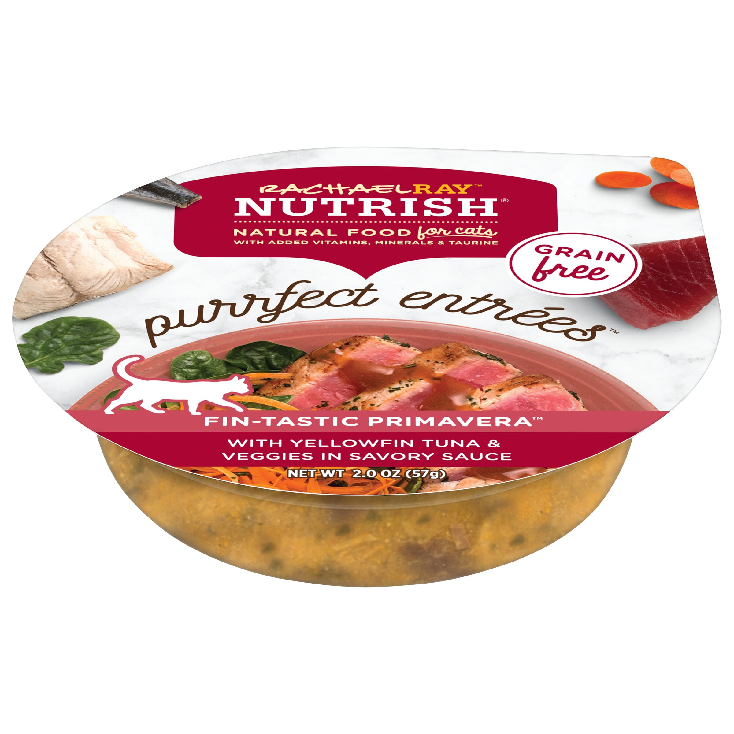 Rachael Ray Nutrish Purrfect Entrees Grain Free Natural Wet Cat Food Fin Tastic Primavera 2 oz. Cup