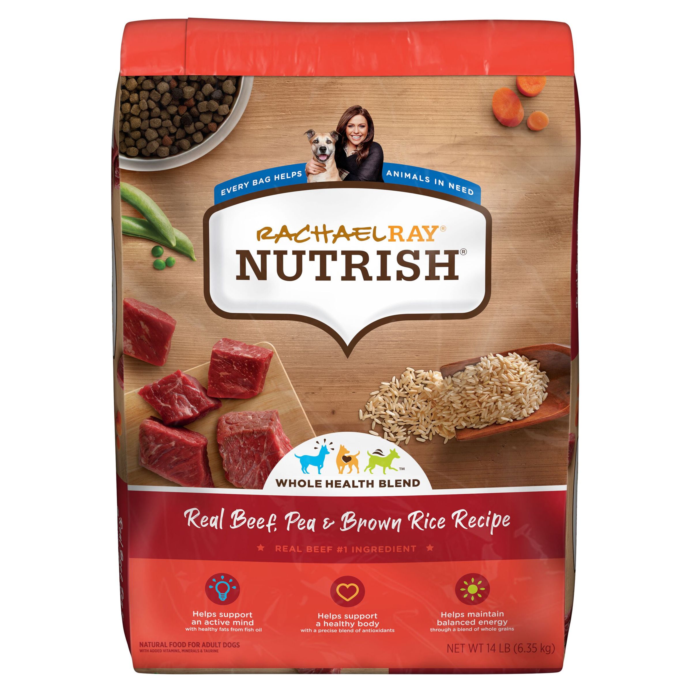 Rachael Ray Nutrish Real Beef, Pea & Brown Rice Recipe Dry Dog Food, 14 lb. Bag - image 1 of 10