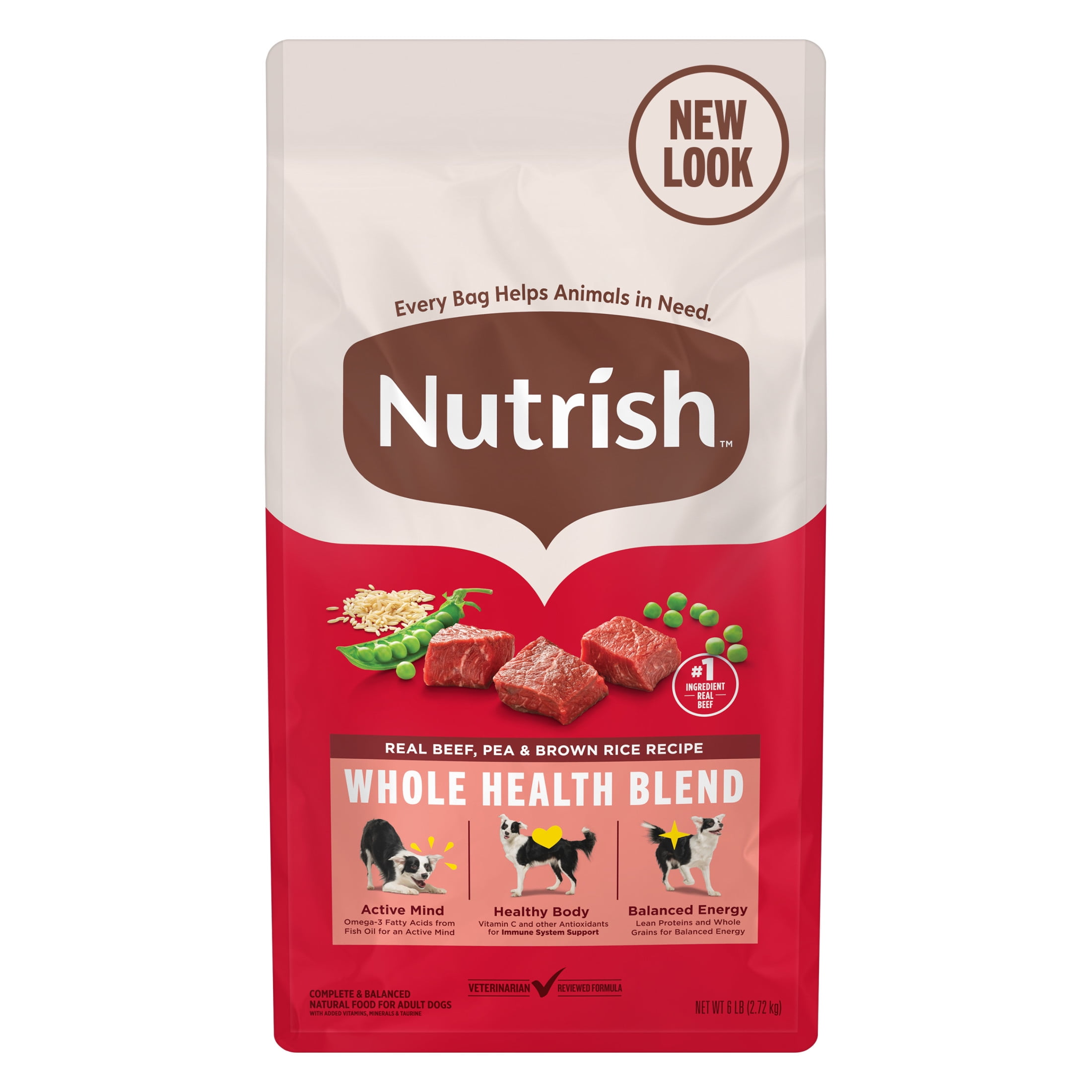 Rachael Ray Nutrish Real Beef, Pea & Brown Rice, Dry Dog Food, 6lb Bag with Whole Health Blend