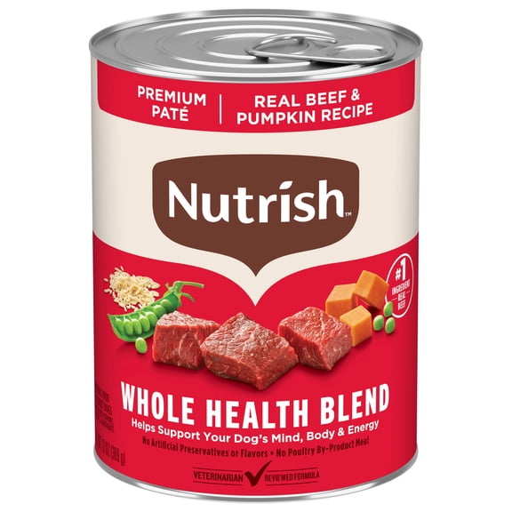 Nutrish Real Beef & Pumpkin Recipe Whole Health Blend Premium Paté Wet Dog Food, 13 oz. Can (Rachael Ray)