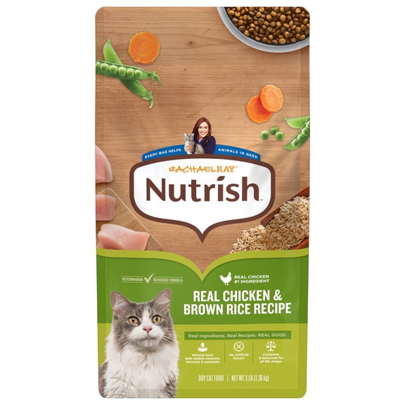 Rachael Ray Nutrish Dry Cat Food, Chicken & Brown Rice Recipe, 3 Lb. Bag