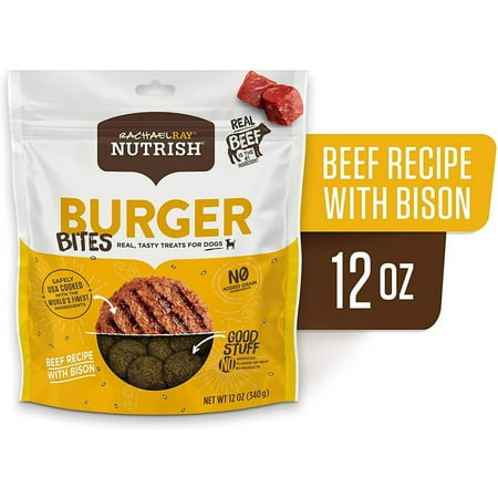 Rachael Ray Nutrish Real Meat Dog Treats, Burger Bites - Beef with Bison Burger (12 Ounce (Pack of 1))