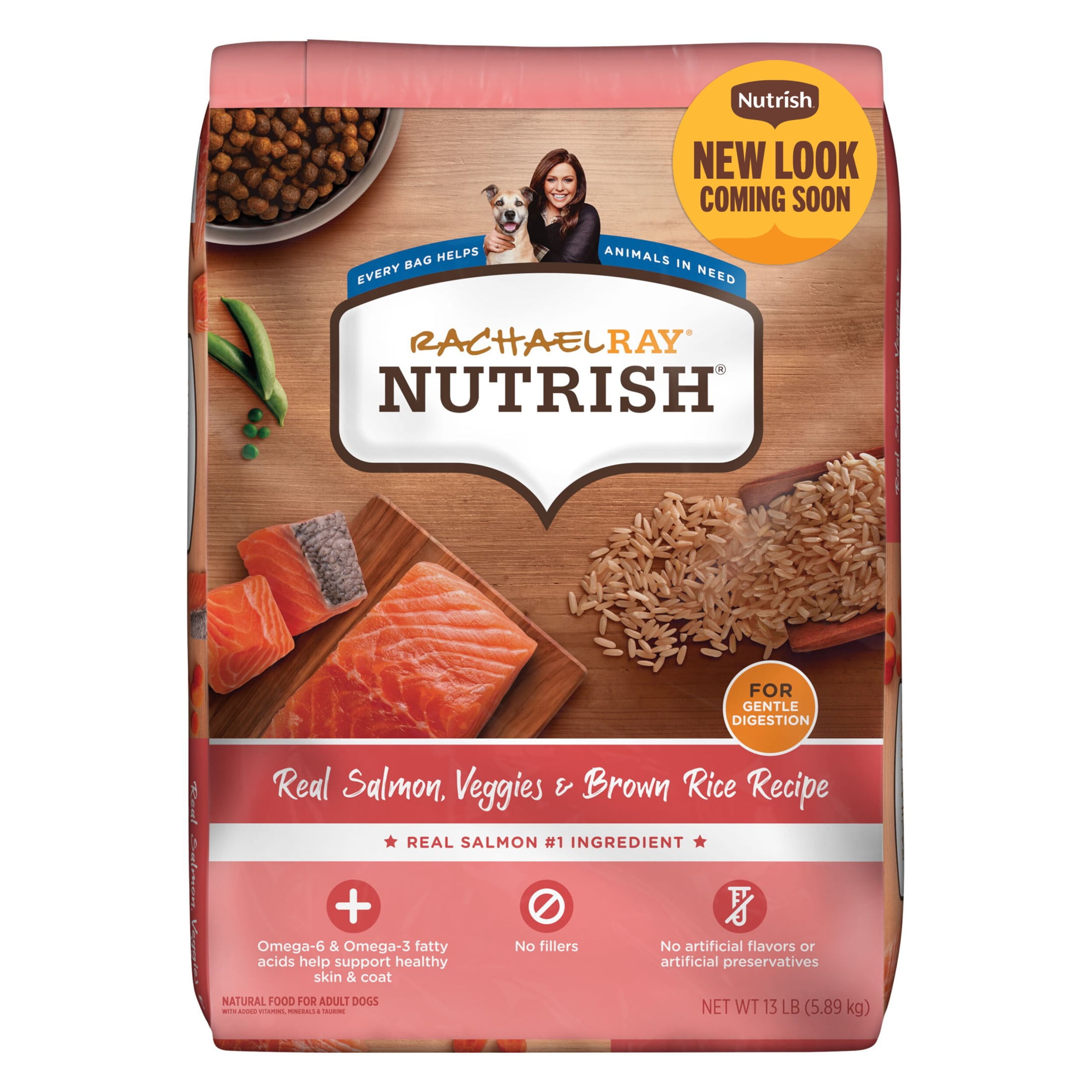 Rachael Ray Nutrish Real Salmon, Veggies & Brown Rice Recipe Dry Dog Food, 13 lb. Bag