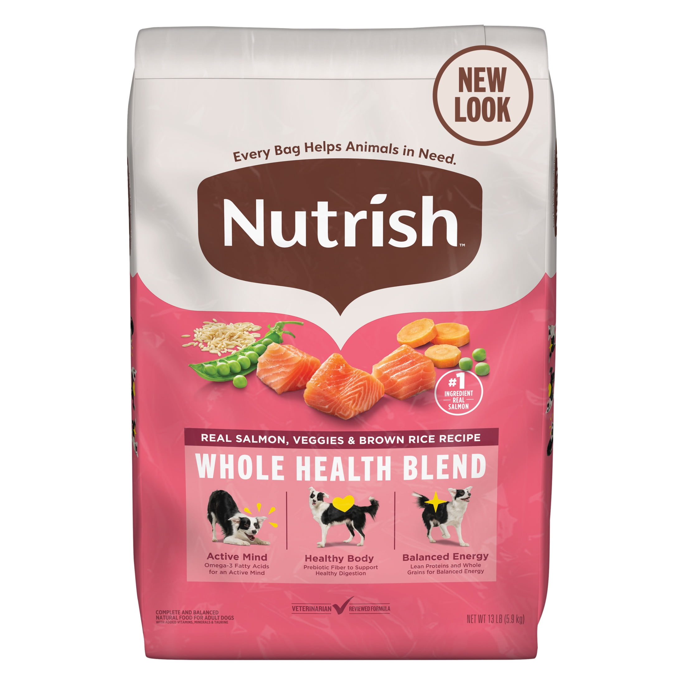 Nutrish Real Salmon, Veggies & Brown Rice Recipe Whole Health Blend Dry Dog Food, 13 lb. Bag (Rachael Ray)
