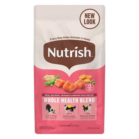 Nutrish Real Salmon, Veggies & Brown Rice Recipe Whole Health Blend Dry Dog Food, 5.5 lb. Bag (Rachael Ray)