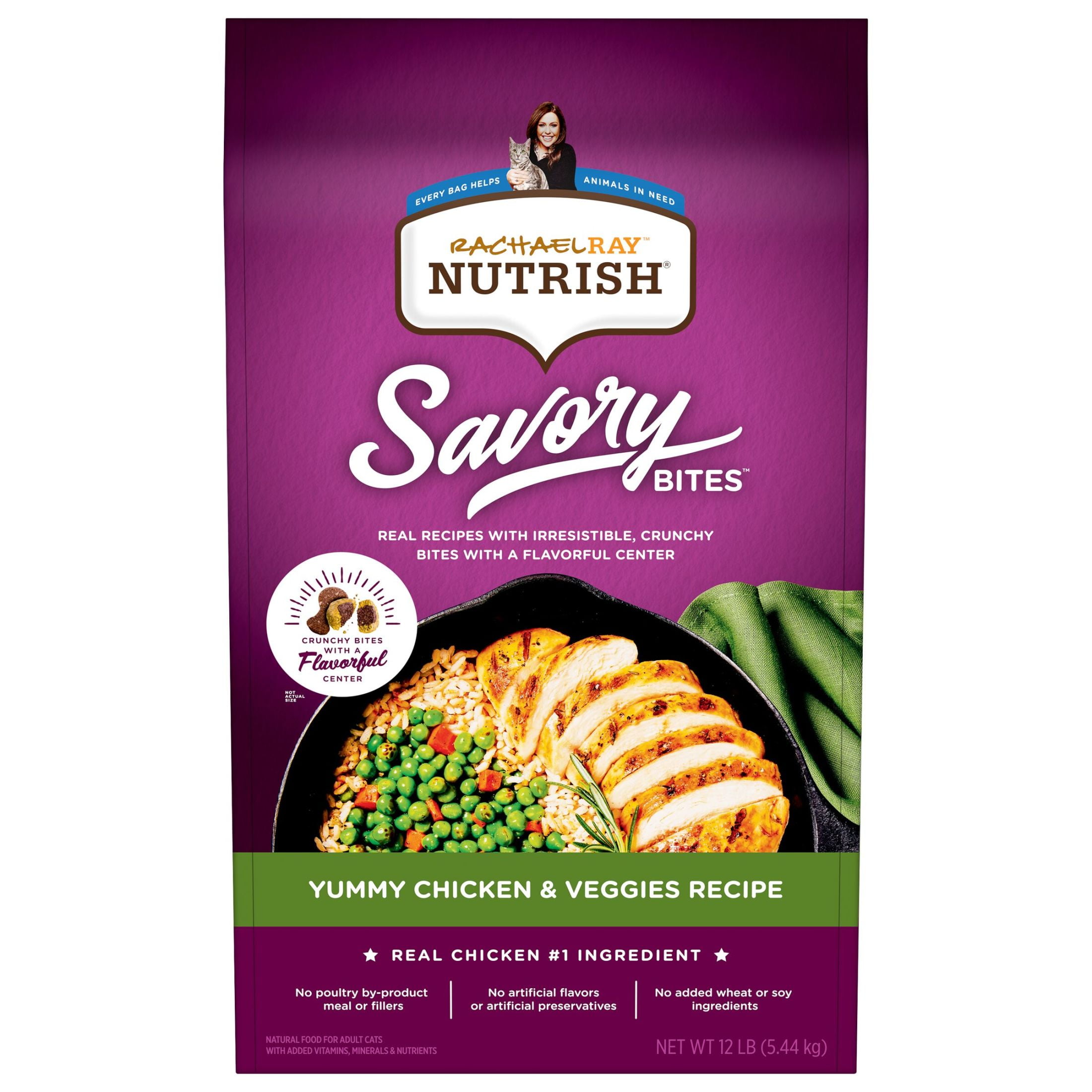 Rachael Ray Nutrish Savory Bites Yummy Chicken & Veggies Recipe Dry Cat Food, 12 lb. Bag