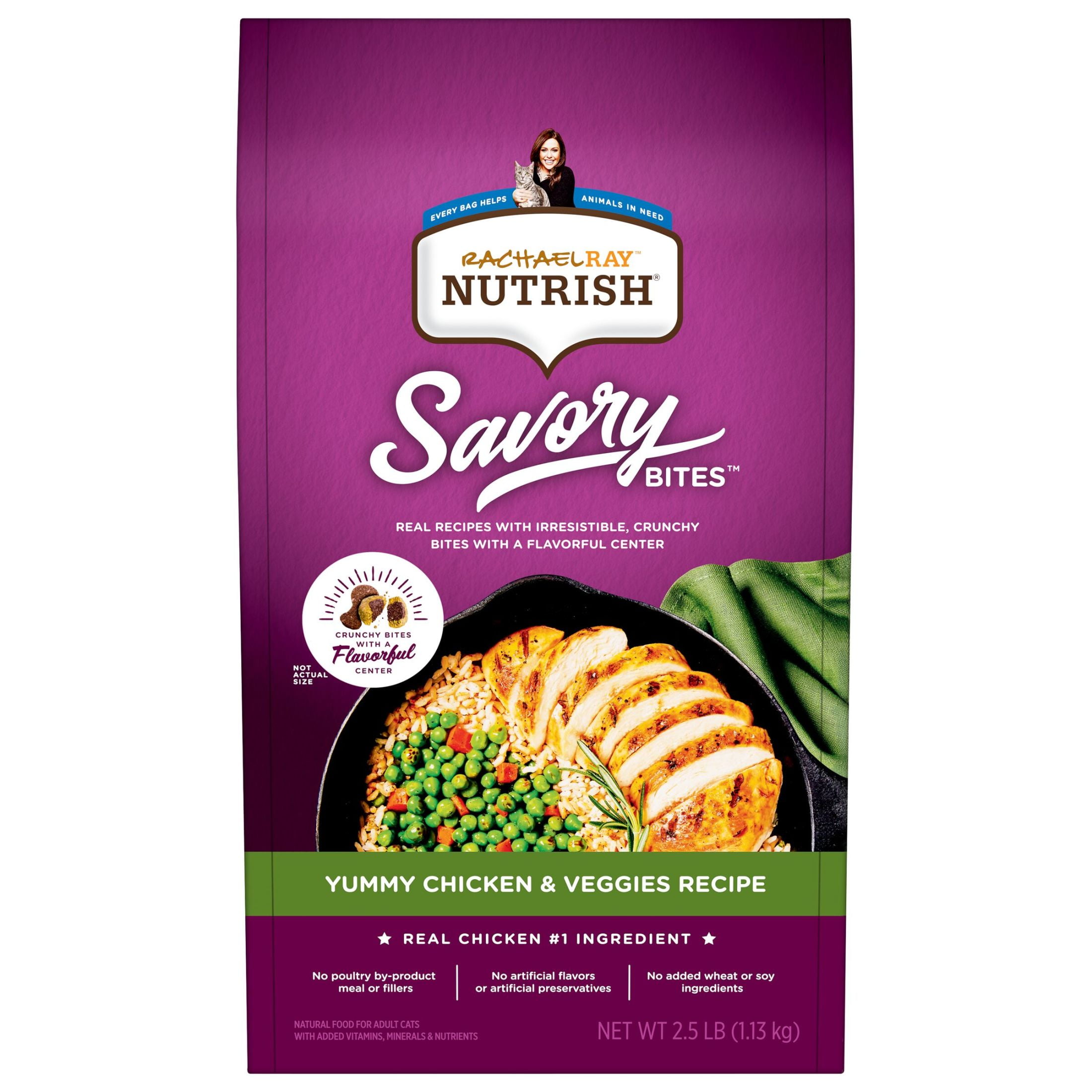 Rachael Ray Nutrish Savory Bites Yummy Chicken &amp; Veggies Recipe Dry Cat ...