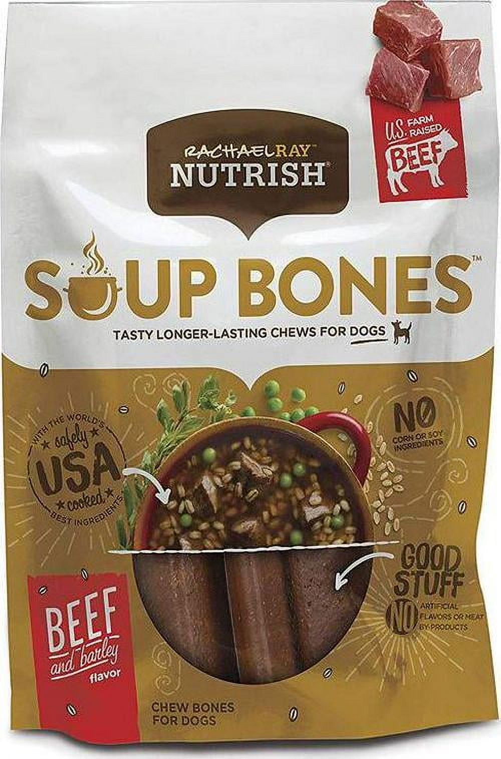 Rachael Ray Nutrish Soup Bones Beef and Barley Flavor Dog Chew Treats