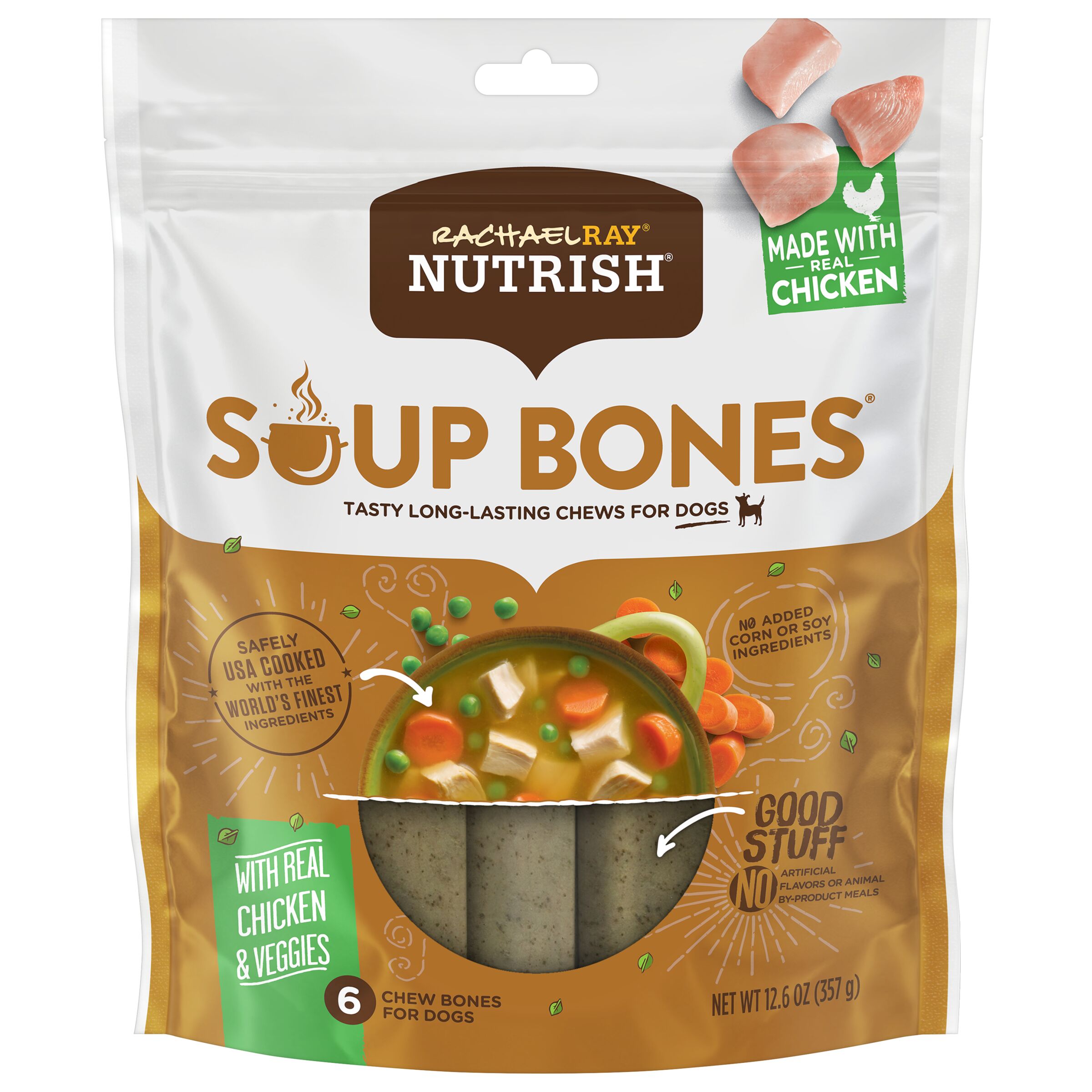 Rachael Ray Nutrish Soup Bones Dog Treats, Real Beef & Barley Flavor, 11 bones