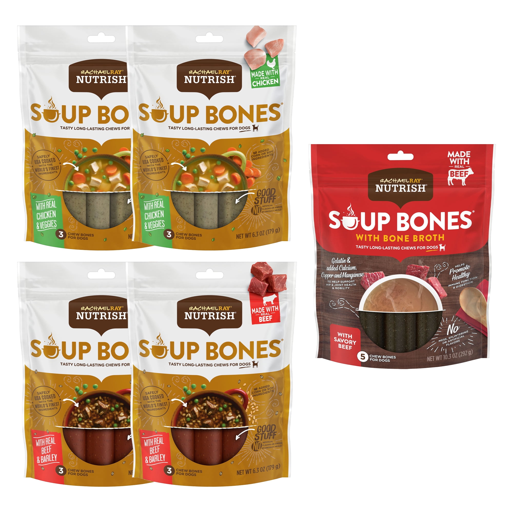 Rachael Ray Nutrish Soup Bones Dog Treats 3 Flavor Variety Pack (Pack