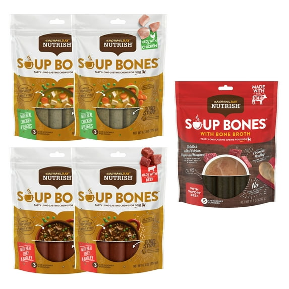 Rachael Ray Nutrish Soup Bones Dog Treats 3 Flavor Variety Pack (Pack of 5)