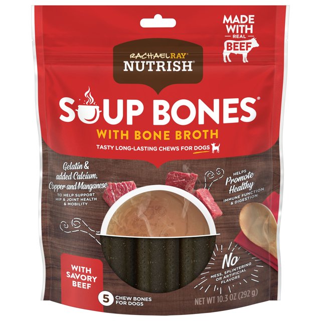 Rachael Ray Nutrish Soup Bones with Bone Broth, LongLasting Dog Chews