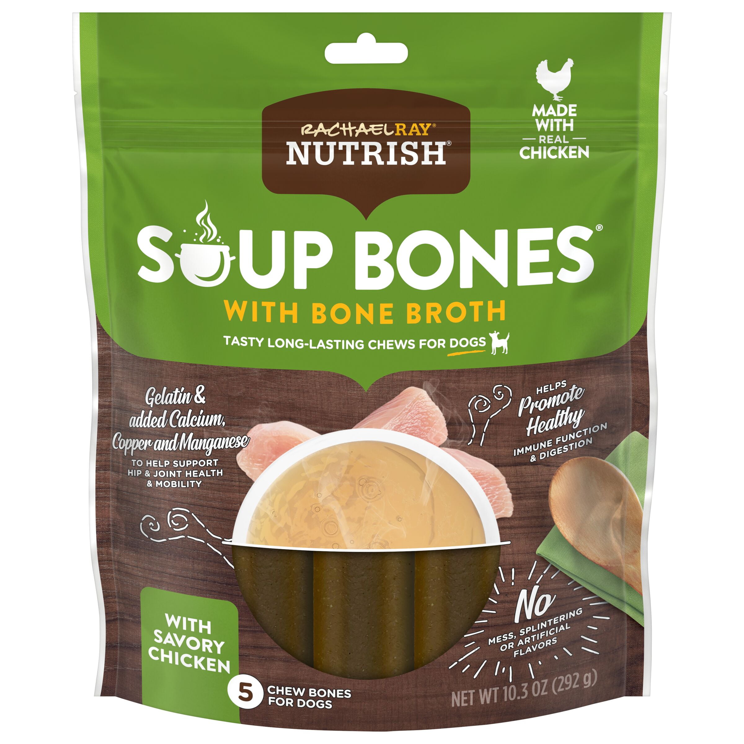 Rachael Ray Nutrish Soup Bones with Bone Broth, LongLasting Dog Chews