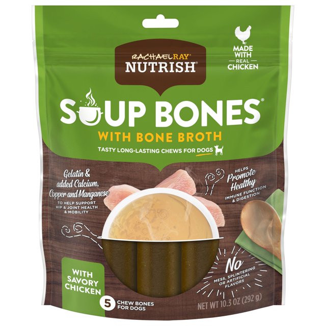 Rachael Ray Nutrish Soup Bones with Bone Broth, LongLasting Dog Chews