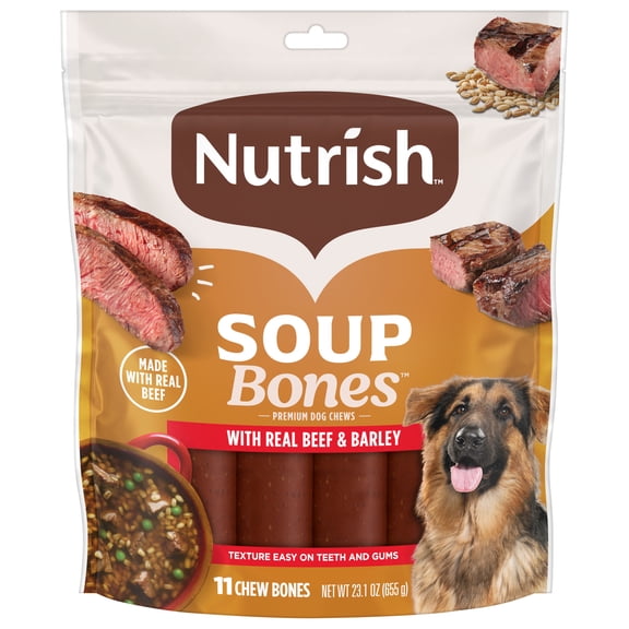 Nutrish Soup Bones Premium Dog Chews with Real Beef and Barley, 11 Chews, Packaging May Vary (Rachael Ray)