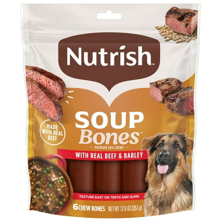 Nutrish Soup Bones Premium Dog Chews with Real Beef and Barley, 6 Chews (Rachael Ray)