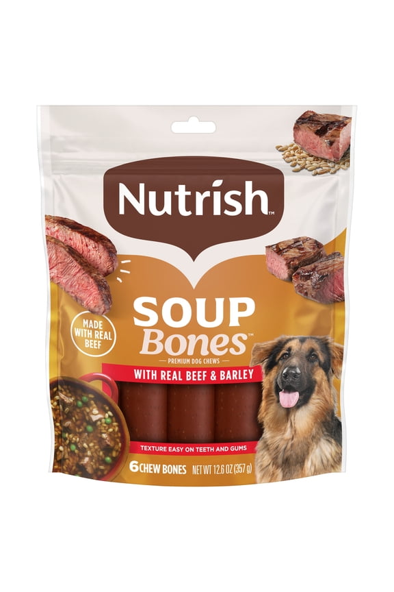 Soup Bones Premium Dog Chews with Real Beef and Barley, 6 Chews (Rachael Ray)