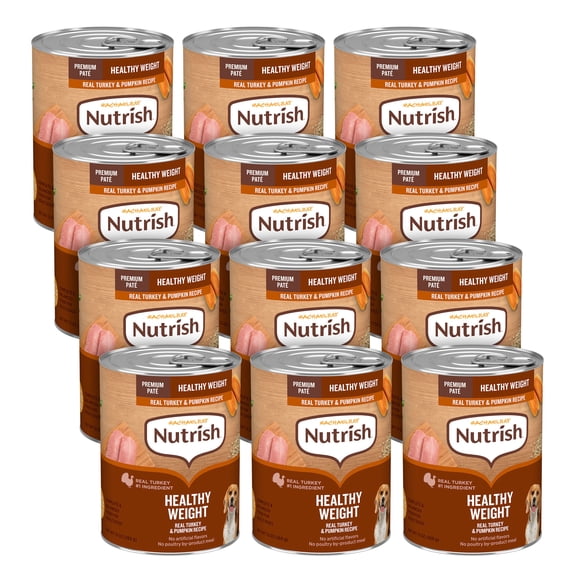 Rachael Ray Nutrish Healthy Weight Wet Dog Food, Real Turkey & Pumpkin Recipe, 13 Oz. Can (12 Pack)