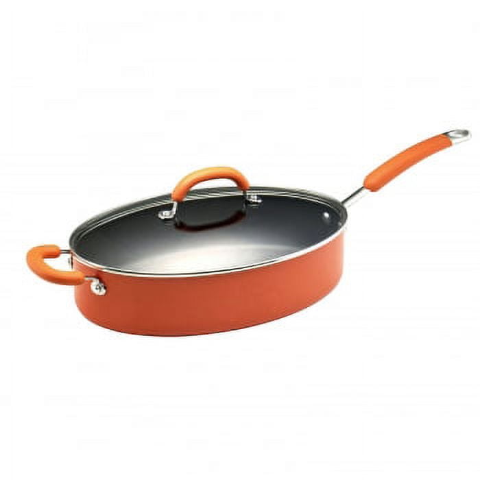 Rachael Ray Hard-Anodized Nonstick 14-inch Skillet with Helper Handle, Orange