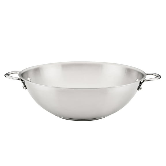 Rachael Ray Professional Stainless Steel Induction Wok, 14 Inch, Silver