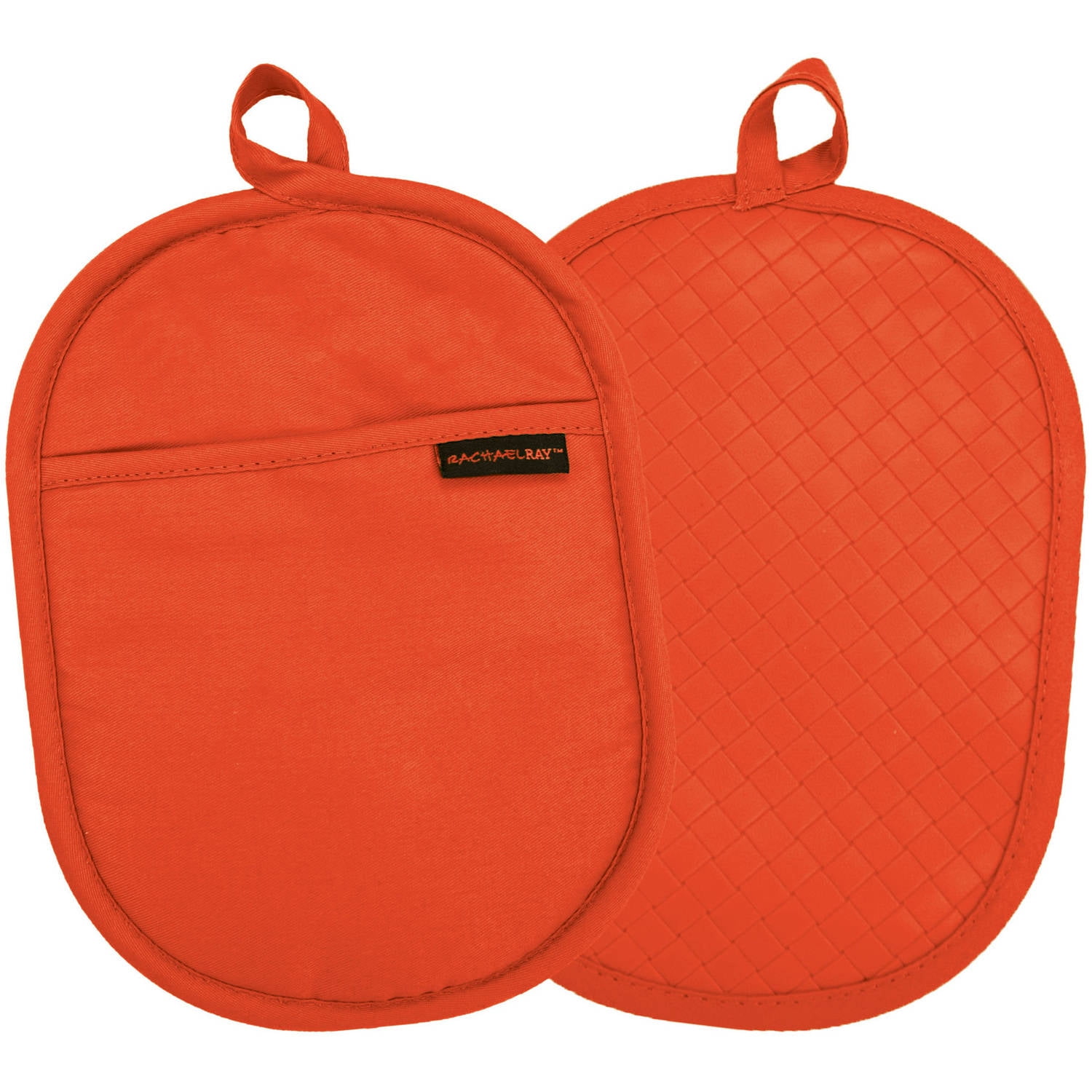 Rachael Ray Kitchen Towel and Oven Glove Moppine A 2-in-1 Kitchen Towel with Pot-Holder Pockets Burnt Orange