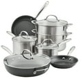 thumbnail image 1 of Rachael Ray Stainless Steel and Hard Anodized 11 Piece Nonstick Pots and Pans Set, 1 of 11