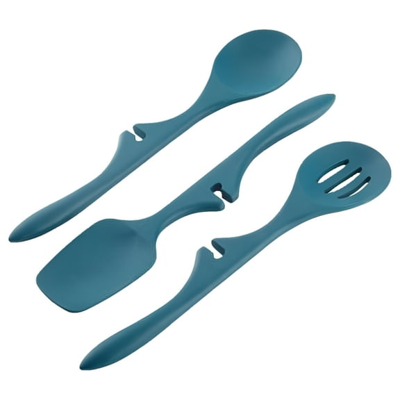 Rachael Ray Tools and Gadgets 3 Piece Lazy Tools Non-Stick Kitchen Utensil Set, Marine Blue