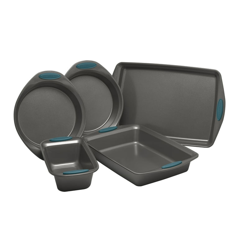 5-Piece Set Yum-o! Nonstick Oven Lovin' Bakeware Set, Gray with Red Handles 5-Piece Set Yum-o! Nonstick Oven Lovin' Bakeware Set, Gray with Red Handles
