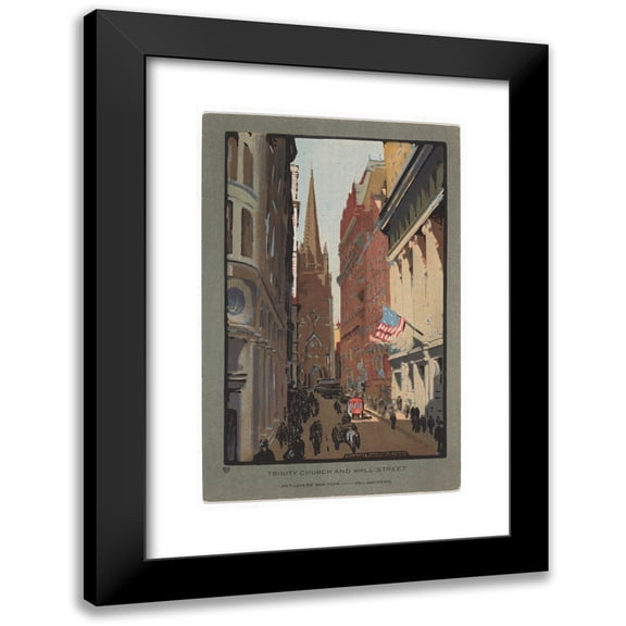 Rachael Robinson Elmer 13x18 Black Modern Framed Museum Art Print Titled - Trinity Church and Wall Street (1914)