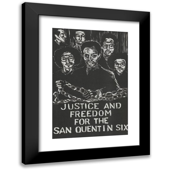 Rachael Romero 11x14 Black Modern Framed Museum Art Print Titled - Justice and Freedom for the San Quentin Six (1975)