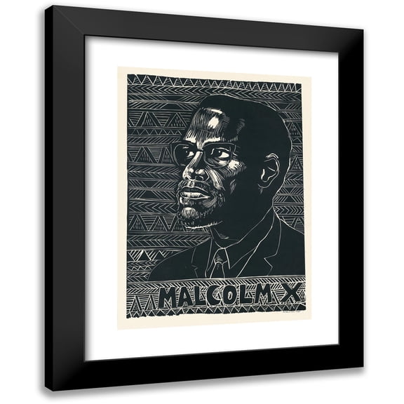 Rachael Romero 11x14 Black Modern Framed Museum Art Print Titled - Malcolm X (1976)