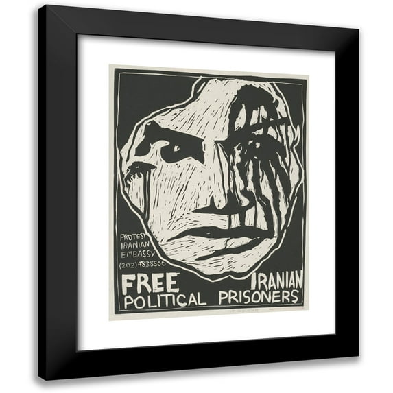 Rachael Romero 15x18 Black Modern Framed Museum Art Print Titled - Free Iranian Political Prisoners (1975)