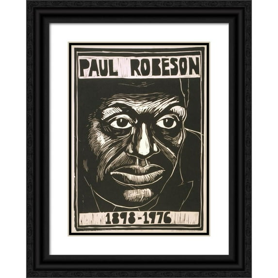Rachael Romero 18x24 Black Ornate Framed Double Matted Museum Art Print Titled: Paul Robeson, 1898-1976 (1976)