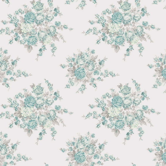 Rachel Ashwell Rose Blossom Teal Wallpaper