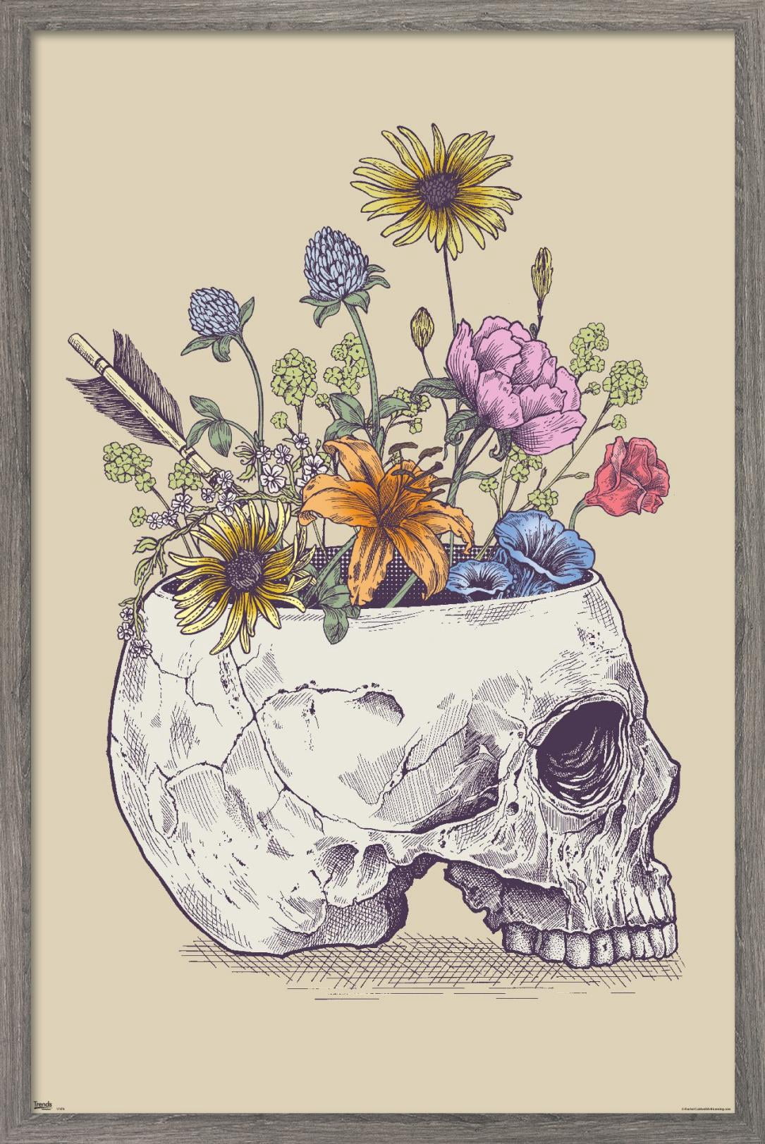 Rachel Caldwell - Flower Skull Wall Poster, 14.725" x 22.375", Framed