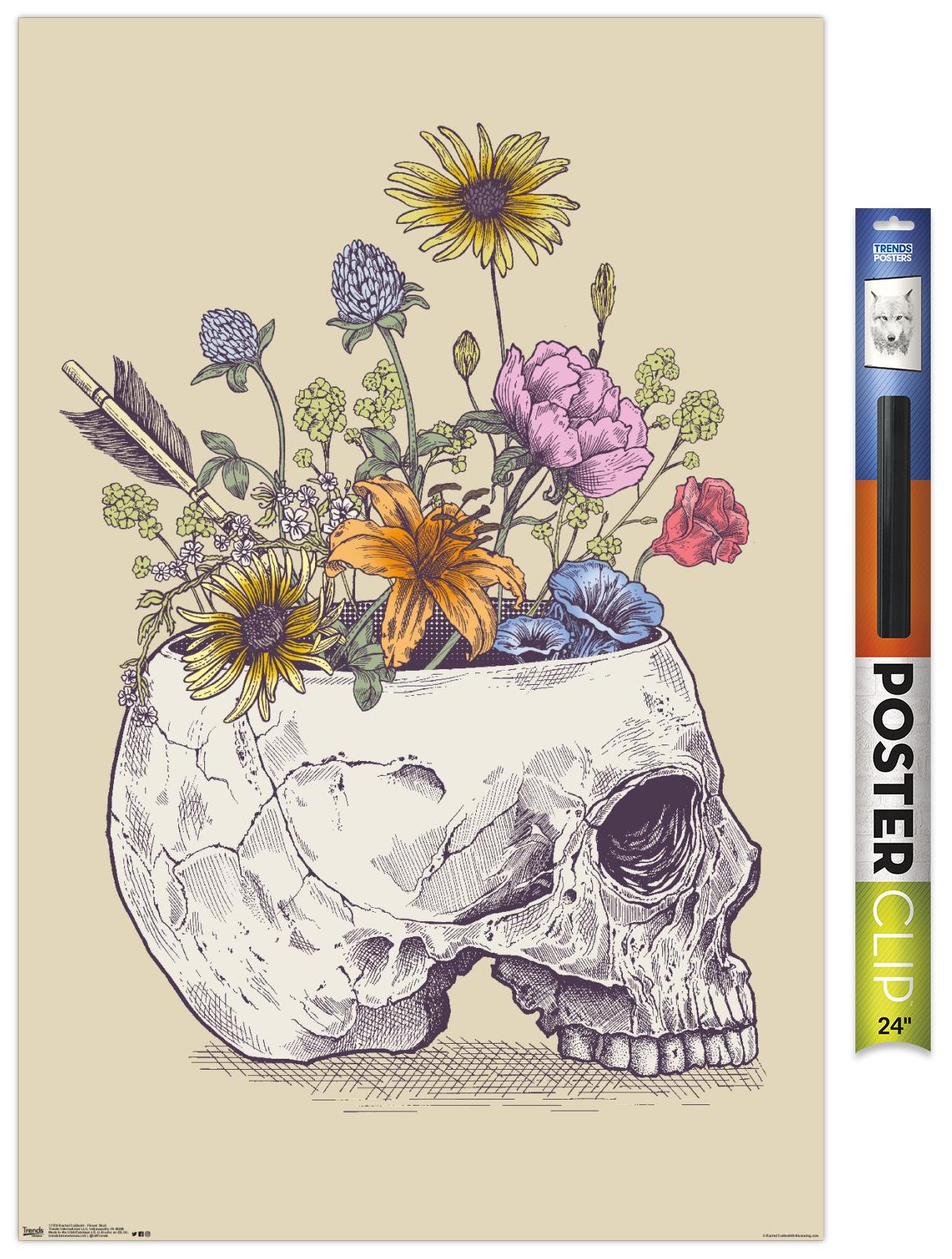 Rachel Caldwell - Flower Skull Wall Poster, 22.375" x 34"