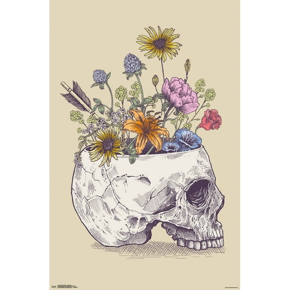 Rachel Caldwell - Flower Skull Wall Poster, 22.375" x 34"