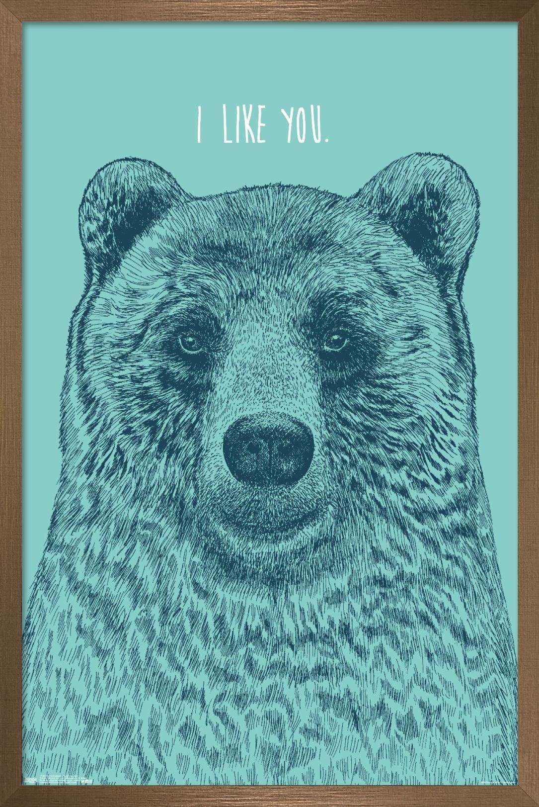 Rachel Caldwell - I Like You Bear Wall Poster, 14.725" x 22.375", Framed