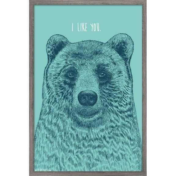 Rachel Caldwell - I Like You Bear Wall Poster, 14.725" x 22.375", Framed