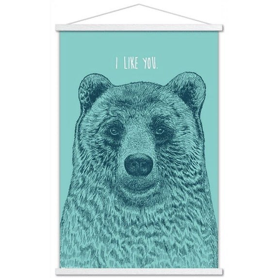 Rachel Caldwell - I Like You Bear Wall Poster with Wooden Magnetic Frame, 22.375" x 34"