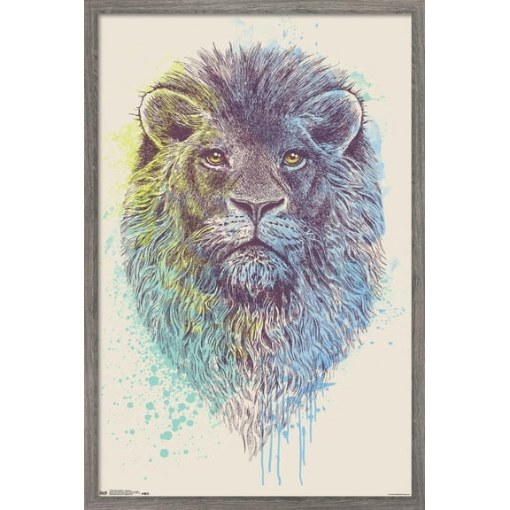 Rachel Caldwell - Lion Head Wall Poster, 14.725" x 22.375", Framed