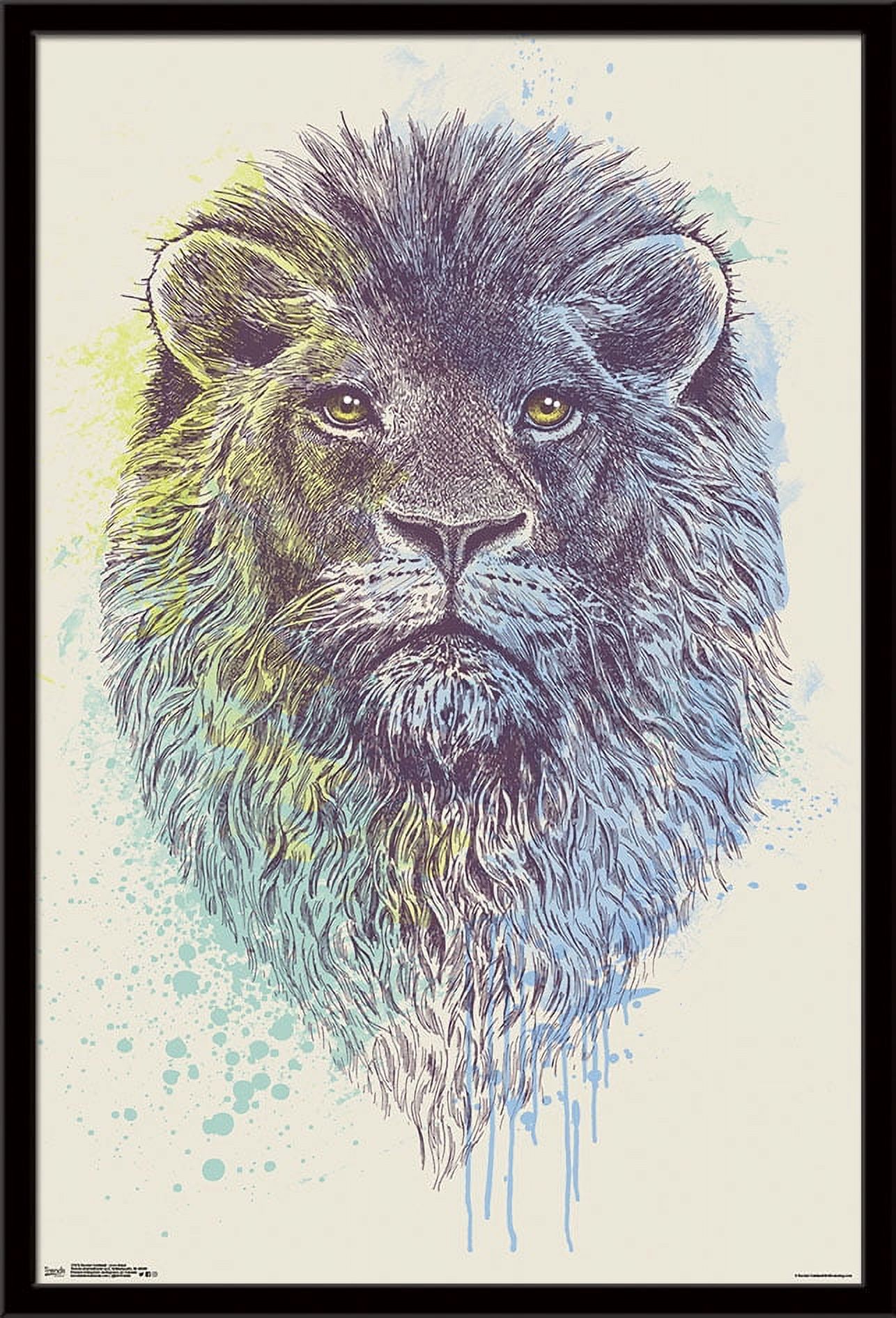 Rachel Caldwell - Lion Head Wall Poster, 22.375" x 34", Framed