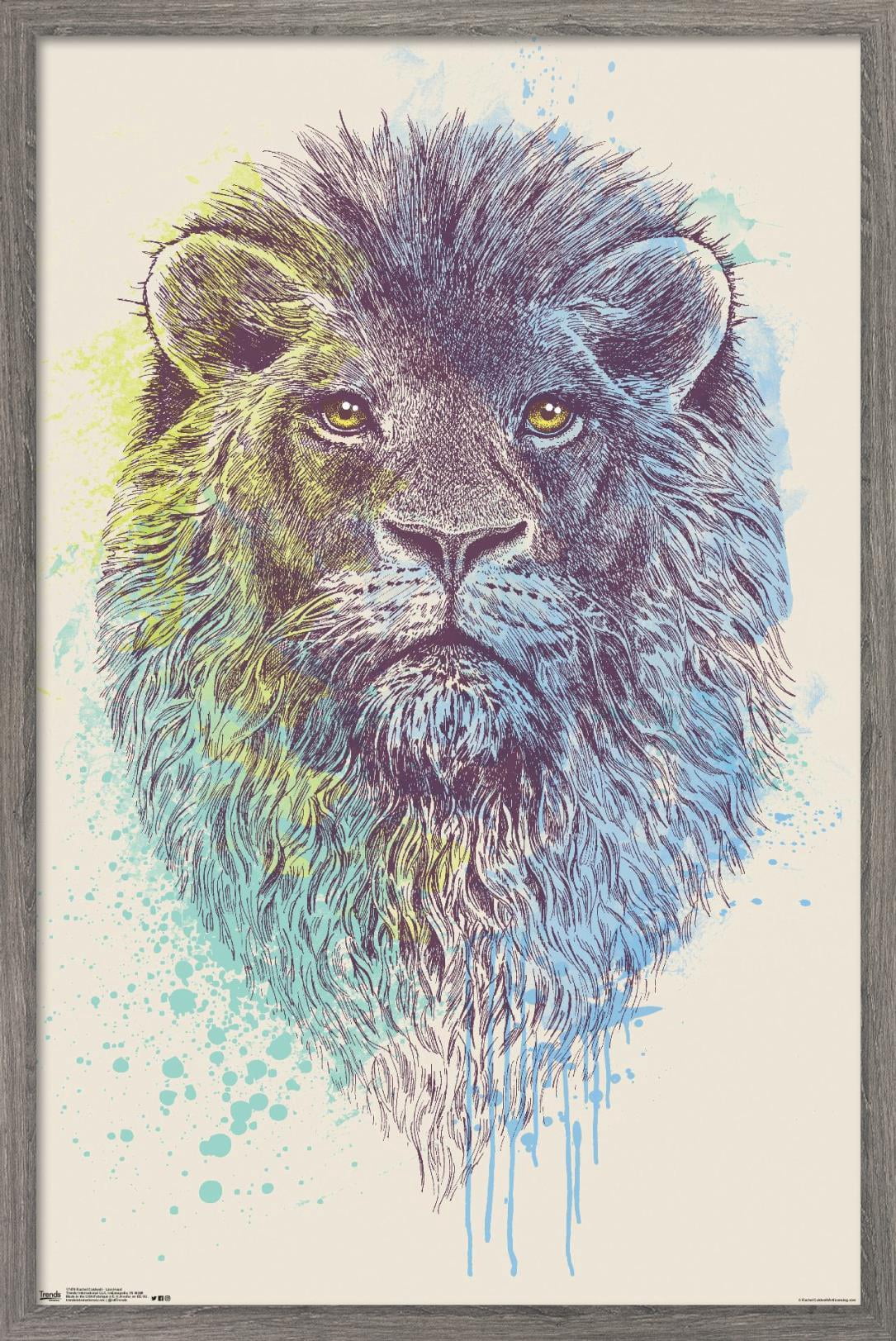 Rachel Caldwell - Lion Head Wall Poster, 22.375" x 34", Framed