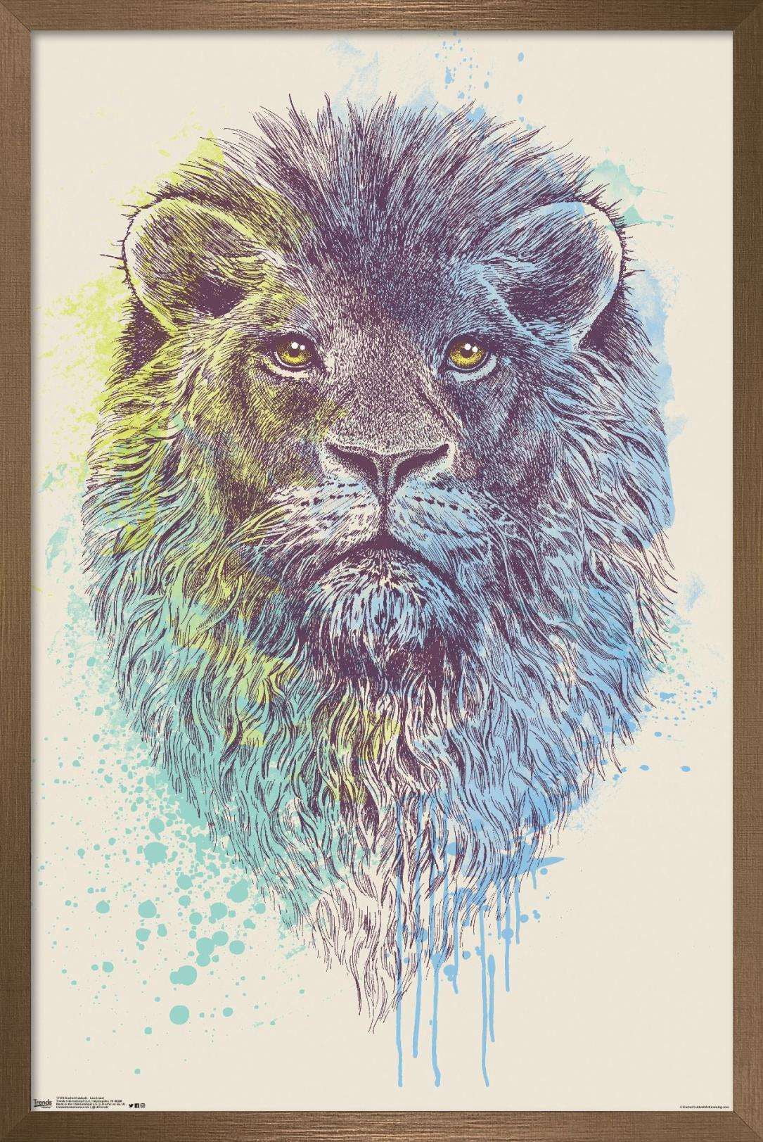 Rachel Caldwell - Lion Head Wall Poster, 22.375" x 34", Framed