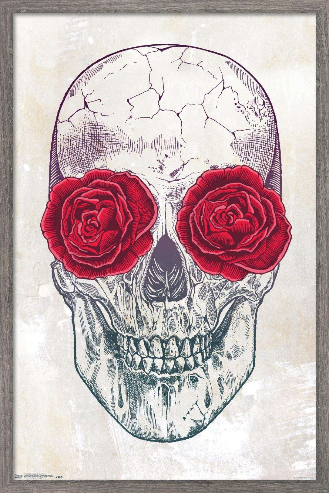 Rachel Caldwell - Skull Roses Wall Poster, 22.375" x 34", Framed
