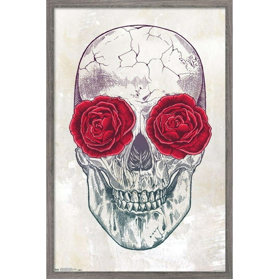 Rachel Caldwell - Skull Roses Wall Poster, 22.375" x 34", Framed