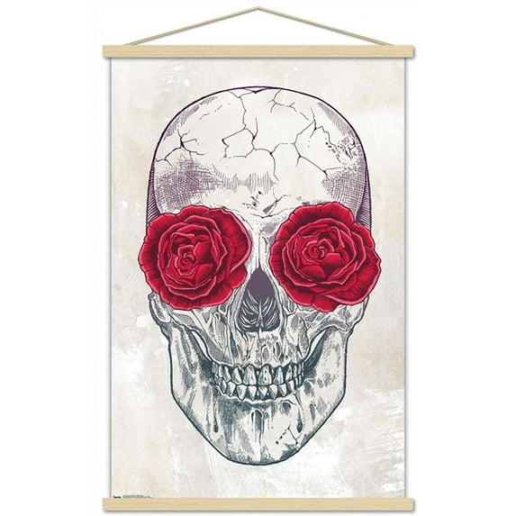 Rachel Caldwell - Skull Roses Wall Poster with Wooden Magnetic Frame, 22.375" x 34"